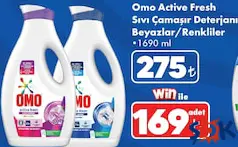 OMO ACTİVE FRESH SIVI ÇAMAŞIR DETERJANI BEYAZLAR/RENKLİLER 1690 ML